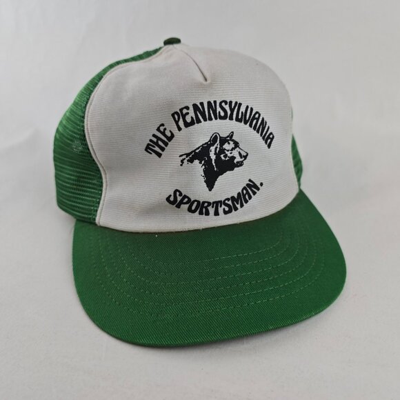 Pennsylvania Sportsman Trucker Hat Green White Mesh Snapback Vintage USA Missing - Picture 1 of 9